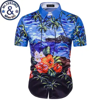 

Fashion 3D Coconut Tree Print Hawaiian Shirt Men 2018 Summer Short Sleeve Floral Dress Shirt Men Beach Party Chemise Homme XXXL