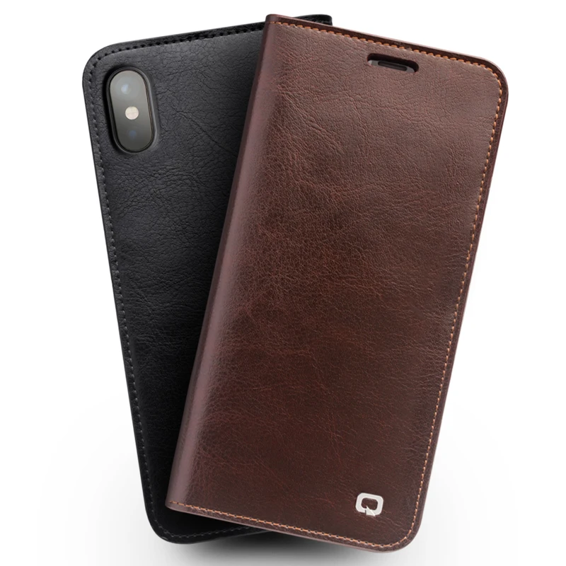 QIALINO Case for iPhone X Handmade Genuine Leather Wallet