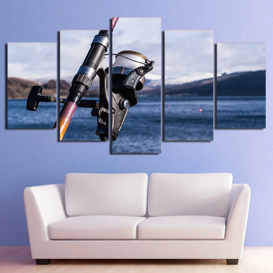 HD с 5 шт. холсте Удочка инструменты живописи home decor wall картинки для гостиной