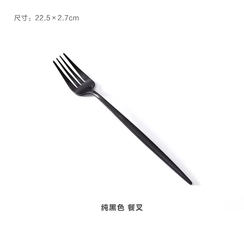 02 Dinner fork 304 столовые приборы из нержавеющей стали столовые приборы столовый набор вилки ножи совок набор серебряных изделий титановая Черная кухонная посуда - Цвет: 02 Dinner fork
