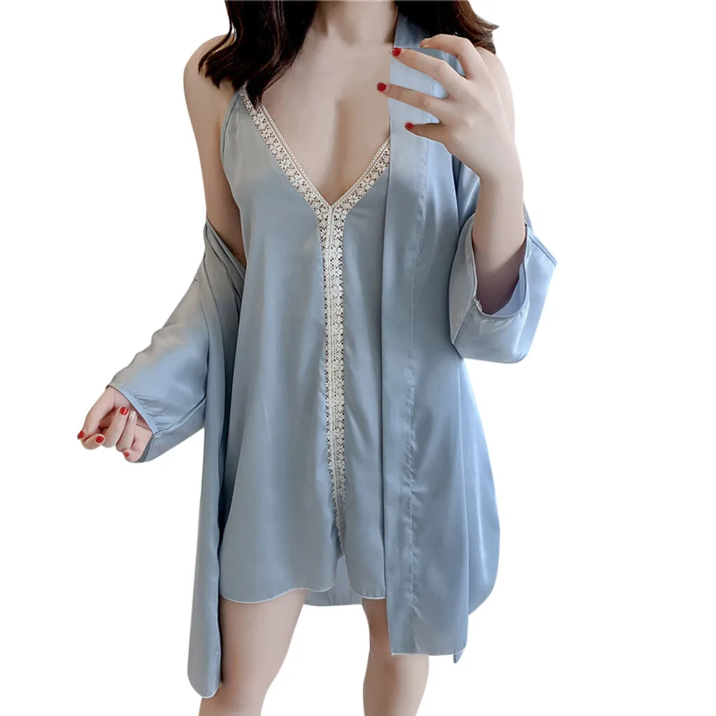 Сексуальное ночное белье женские пижамы сексуальное нижнее белье V воротник халат белье Ночная сорочка на бретельках одежда для сна