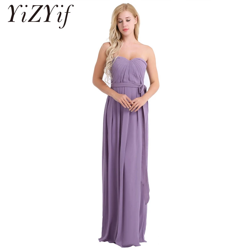 

yIZYiF Royal Purple Chiffon Long Dresses 2018 New Fashion Wedding Party Dresses robe demoiselle d'honneur Formal Prom Gowns