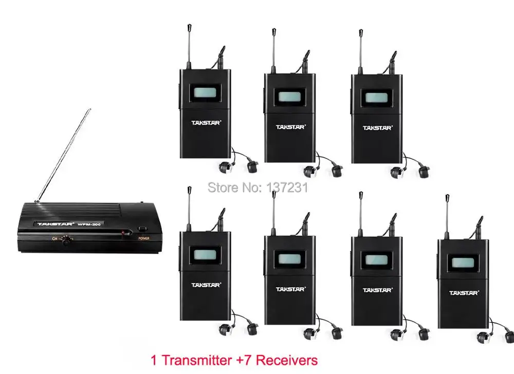 Takstar WPM-200 аудио системы уха беспроводной мониторы 1 передатчик 7 приемники наушники для семья весело ТВ этап мониторы