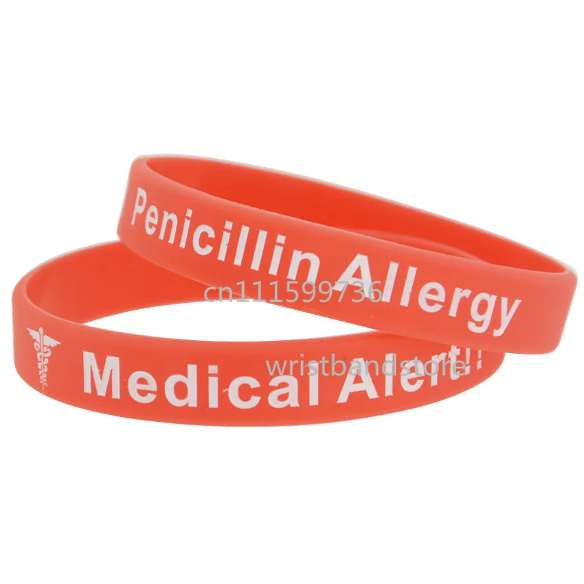 1 шт Медицинский предупреждение пенициллин аллергия силиконовый 3 цветной браслет