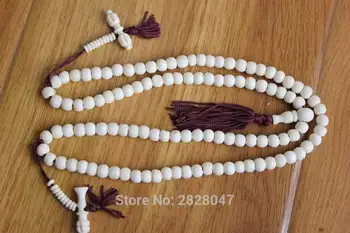 

ML140 Ethnic Tibetan 108 Beads White Yak Bone Rosary 8mm Tibet Buddhist Bone Prayer Beads Mala Necklace Bracelets
