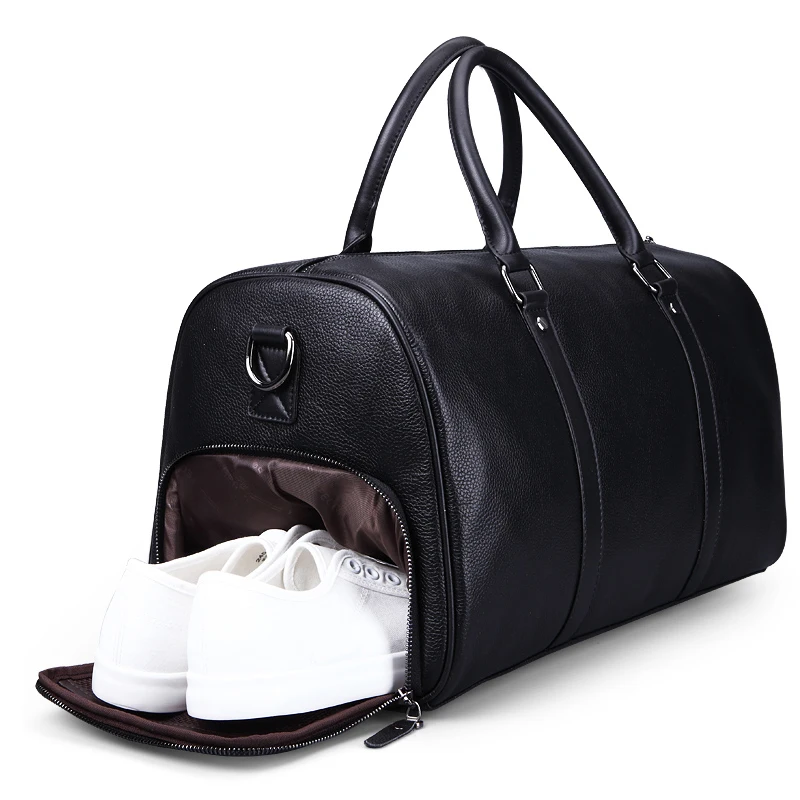 

100% Genuine Real Leather Travel Bags for Men Large Capacity Portable Male Shoulder Bags Luxury Brand New Vintage Travel Duffle