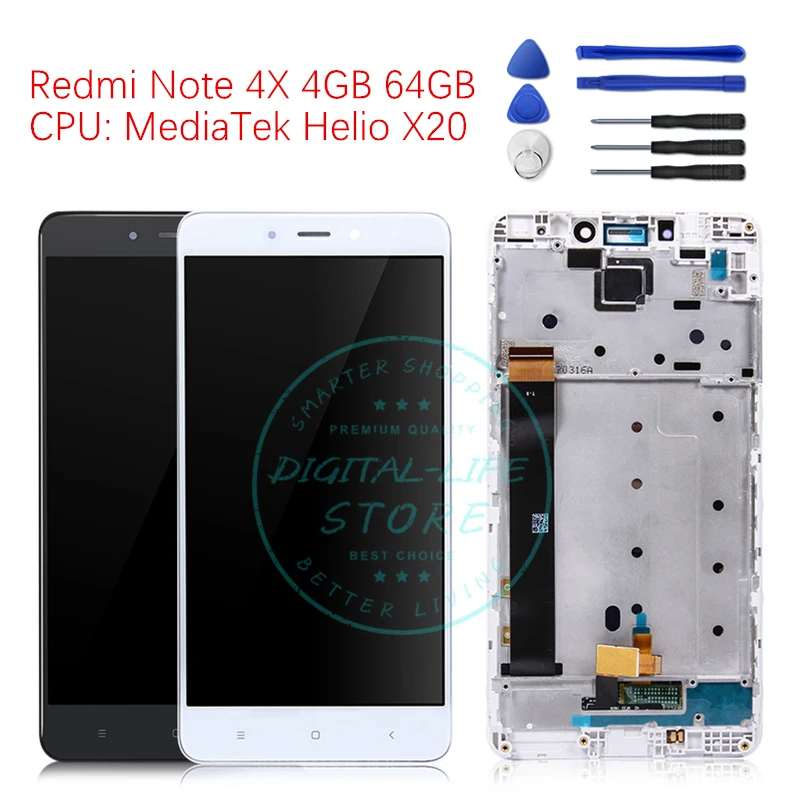 

For Xiaomi Redmi Note 4X 4GB 64GB MTK LCD Display Screen Touch Screen digitizer assembly with Frame Replacement Repair Parts