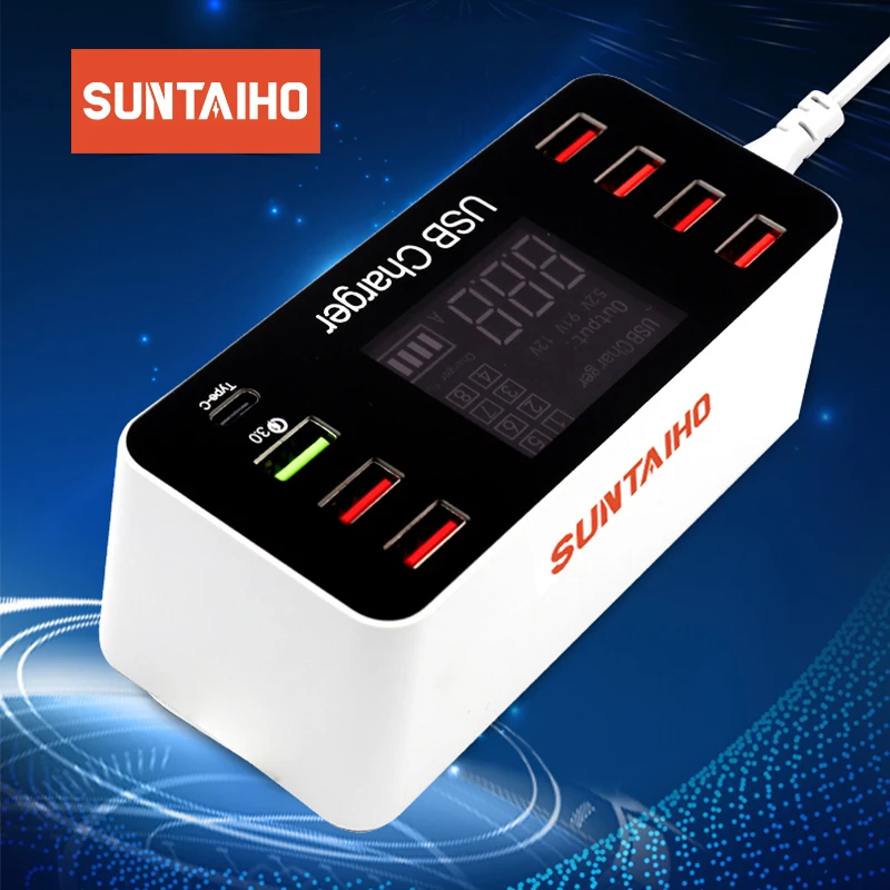 

USB Charging station Quick Charge 3.0 4.0 40W PD Smart USB Type C Fast Charging dock Station Led Display For iPhone Charger
