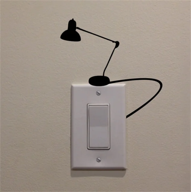 YINGKAI Small Antique Desk Lamp Powered From Light Switch Vinyl Wall YINGKAI Small Antique Desk Lamp Powered From Light Switch Vinyl Wall Decal Sticker for Kids Room Living Room Home Decoration - YINGKAI Small Antique Desk Lamp Powered From Light Switch Vinyl Wall