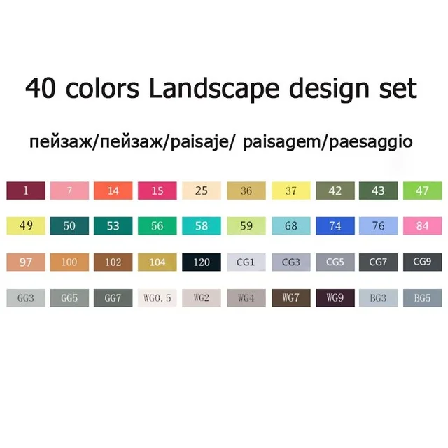 TOUCHFIVE 168 цветов, набор маркеров для творчества, двойная головка, эскизные маркеры, ручка для манги, дизайн для рисования, лайнер, маркеры, художественные канцелярские принадлежности - Цвет: 40 Landscape Set