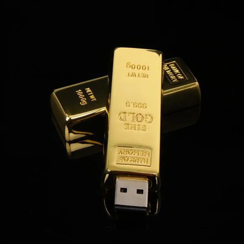 Golden Metal Usb Flash Drive 4gb 8gb 16gb 32gb 64gb Barra de Ouro Usb 2.0 Memória Flash Drive Presente - Imagem 4