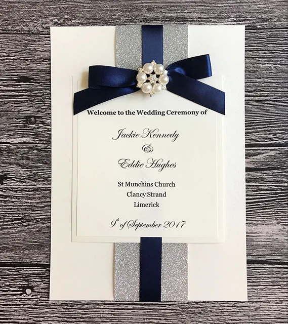 pr02 handmade glitter wedding program fold bookelet cover a5 size in wedding program size