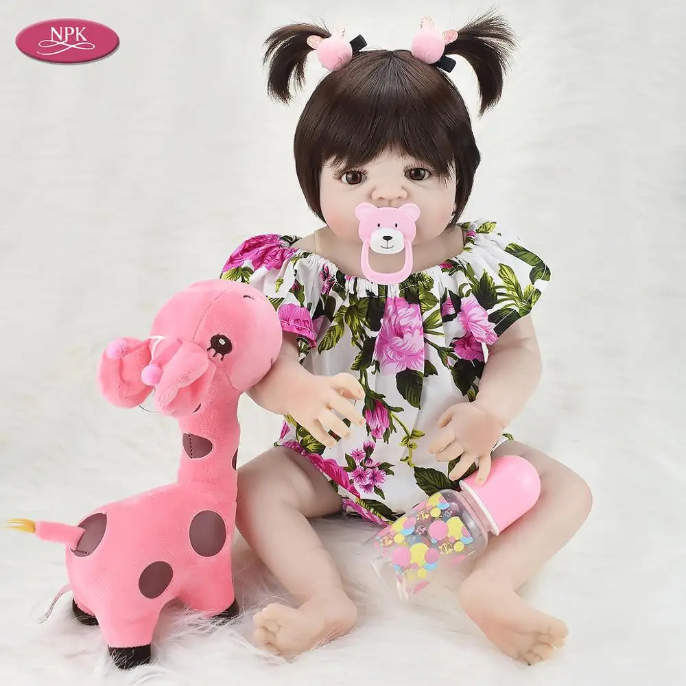 

NPK 55CM Full Silicone Reborn Baby Dolls Bathe Toys For Girl Lifelike Princess Toddler Fashion Doll Reborn Bebe Menina Bonecas