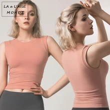 Летняя новая облегающая однотонная майка для йоги, дышащая быстросохнущая спортивная одежда без рукавов, топ для пошива