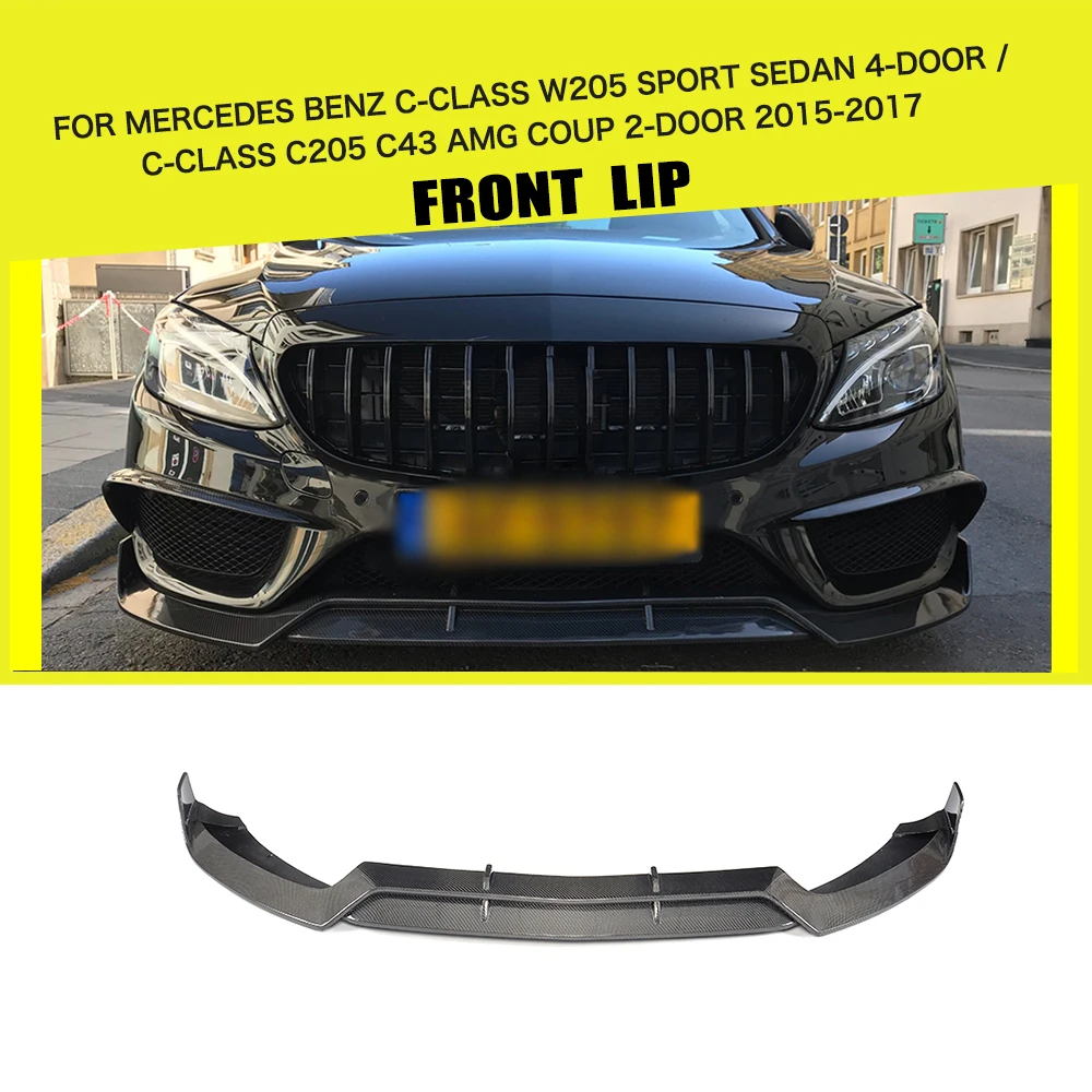 Carbon Fiber Car Front Bumper Lip Spoiler Splitters for Mercedes Benz C