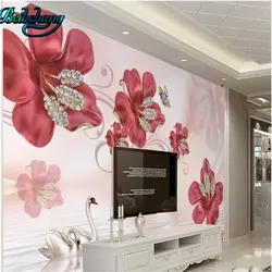 Beibehang розовый высокого качества Алмазные цветы ювелирные изделия фон стены на заказ обои настенные украшения