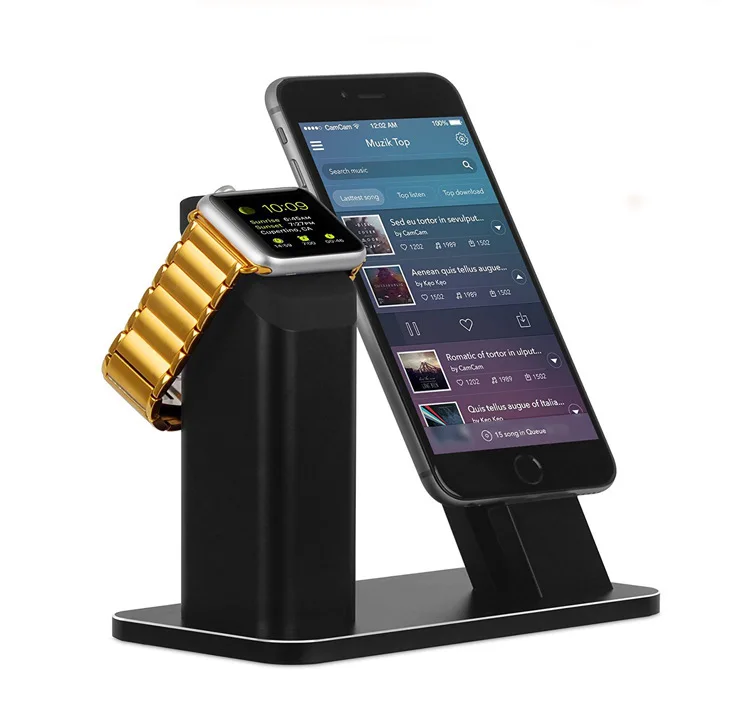 

Apple Watch Series 3 2 Stand, Aluminum Charging stand Dock Station-Support Apple Watch NightStand Mode and iPhone 7/7 plus/Stent