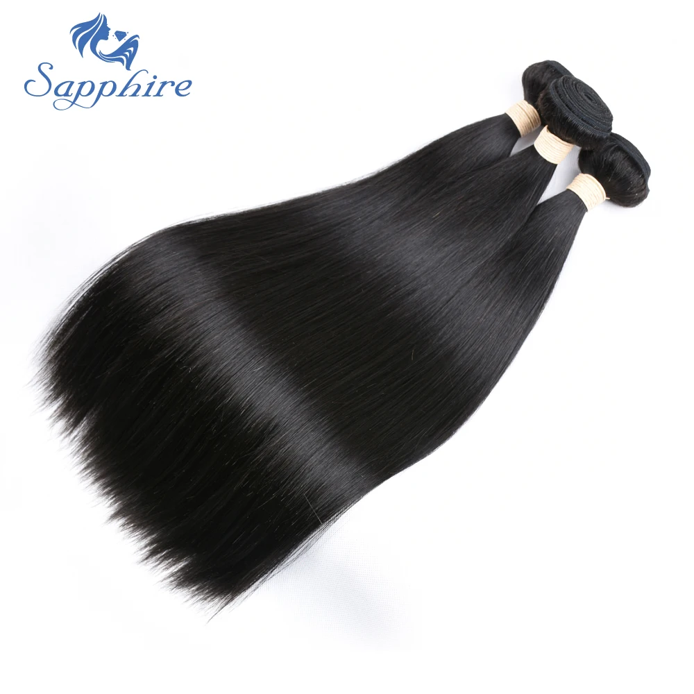 Sapphire Brazilian Straight Human Hair Weave Bundles Natural Color Remy Human Hair Extension Brazilian Human Hair Bundles