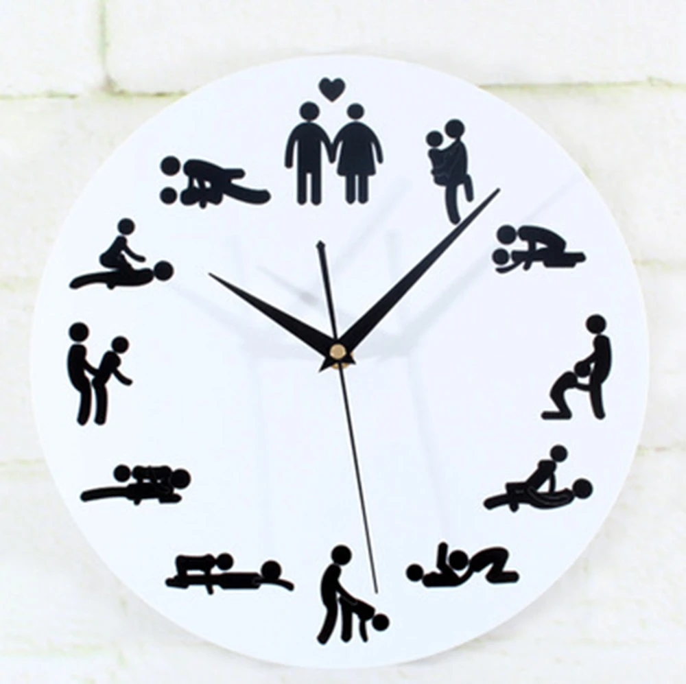 Large Modern Design Sex Position Mute Wall Clock For Bedroom Wall Decoration 