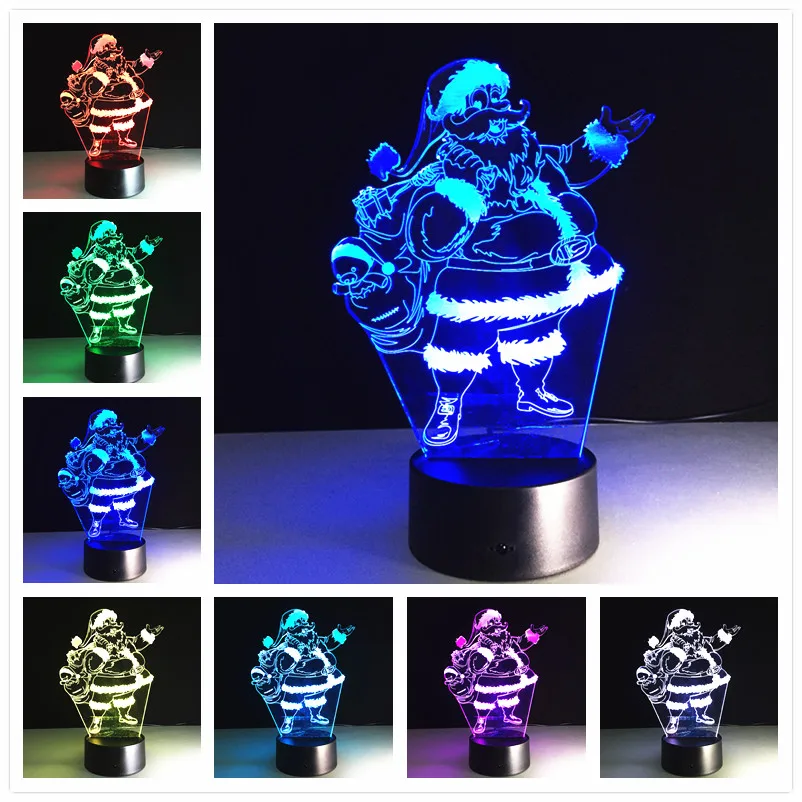 

Christmas Power Bank 3d Lamp Colorful Lights Stereo Vision 3d Desk Lamp Usb Led Night Light Remote Touch Led Table Lamps