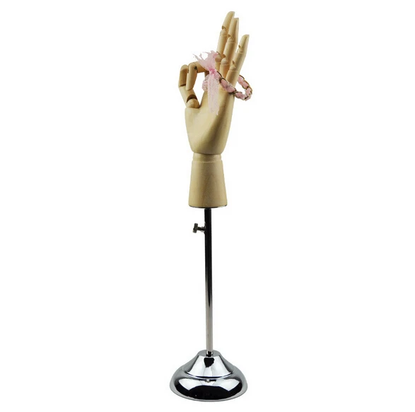 

Adjustable mirror silvery wooden handmould fingers moving bag wallet purse watch jewelry holder desktop furniture accessories