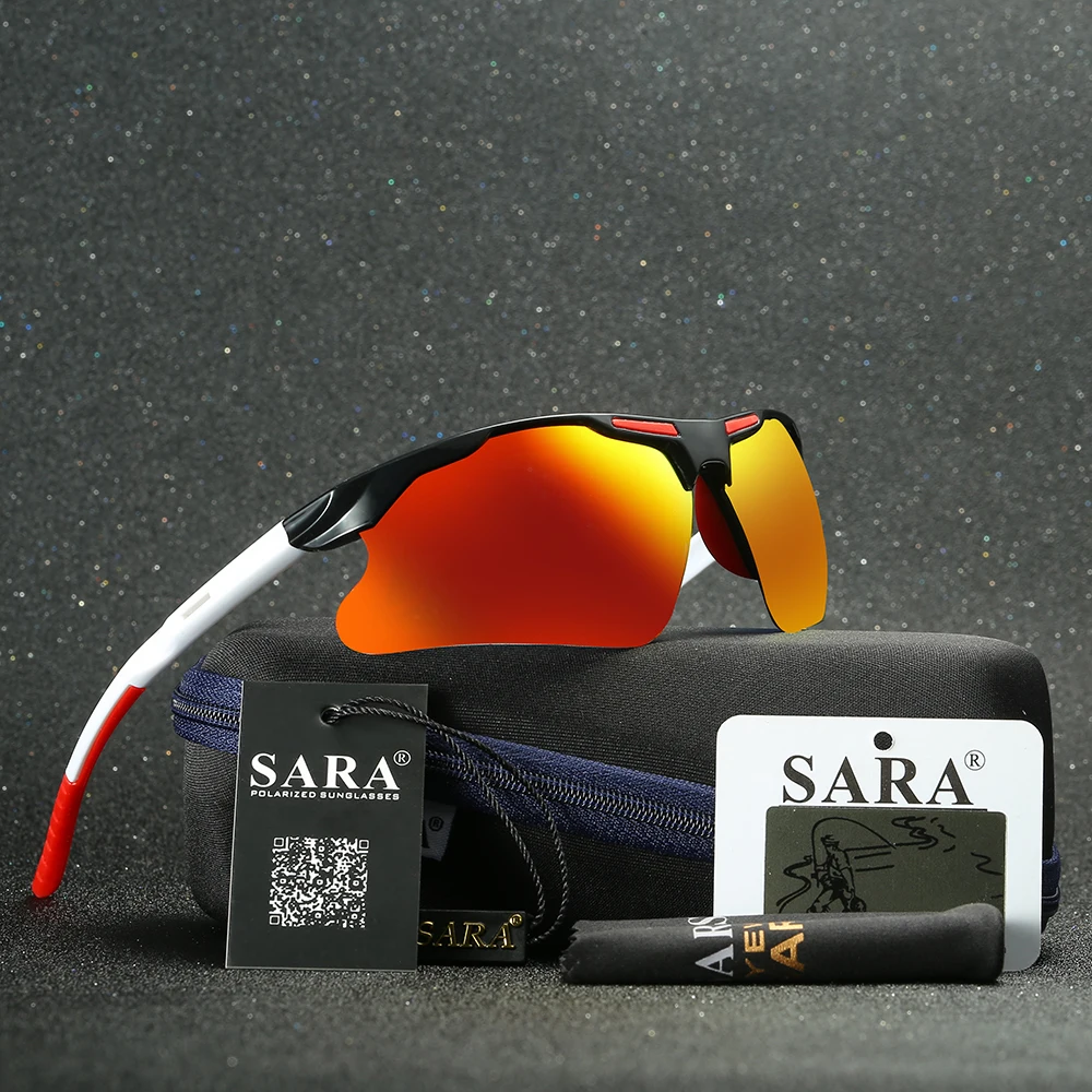 

SARA Polarized Sunglasses Men Semi-Rimless Sport Italy Design Coating Mirror Sun glasses Men's Shades UV Protection
