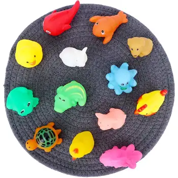 

13 Pcs Lovely Animals Swimming Water Toys Colorful Soft Floating Rubber Duck Squeeze Sound Squeaky Bathing Toy For Baby Bath Toy