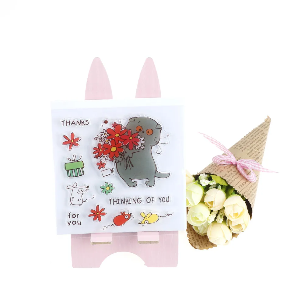 Transparent Clear Silicone Stamp Seal Colorful Cartoon Animal Flower Clear Seal Scrapbook Handbook Photo Album Decoration Suppl