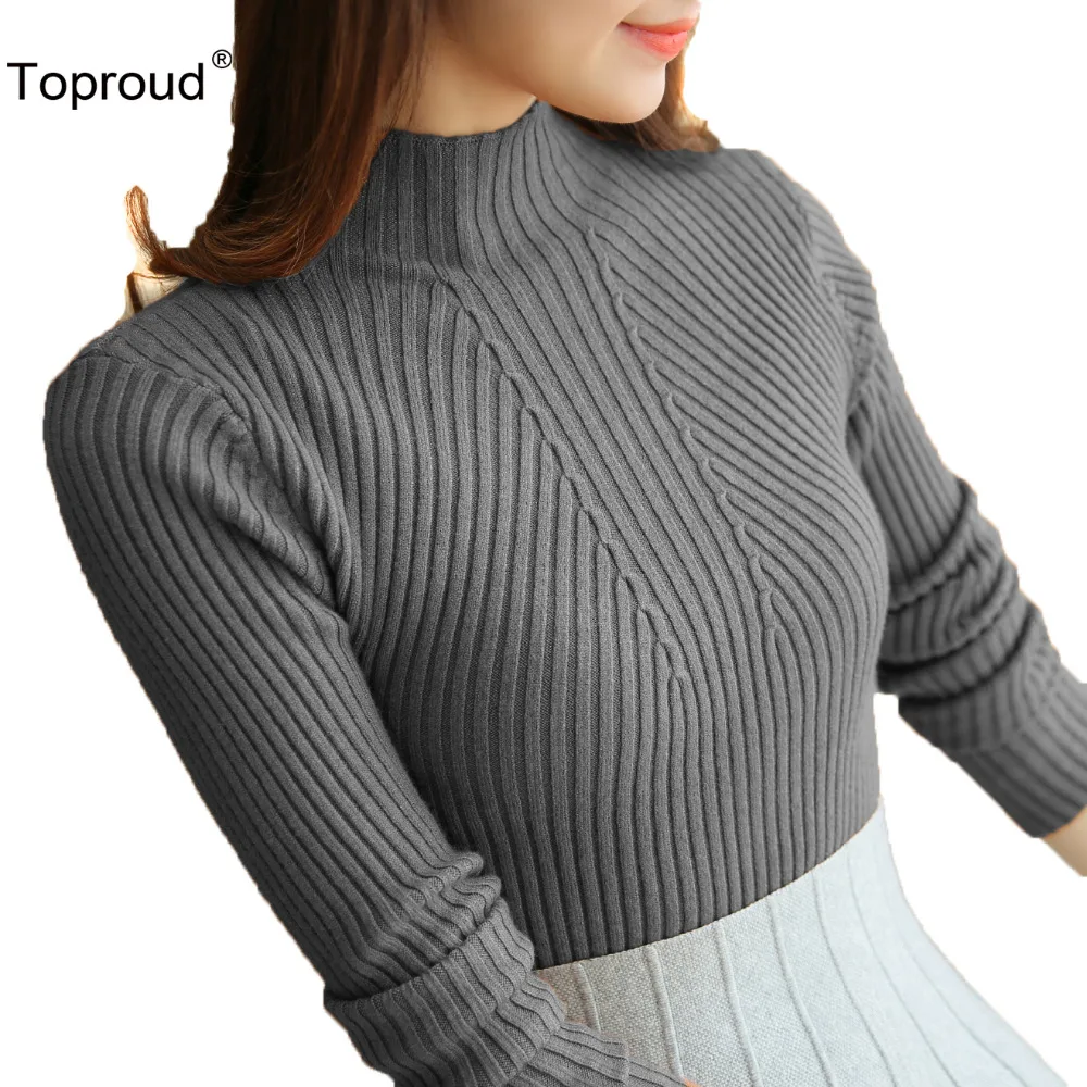 Toproud Толстая Водолазка Теплый женский свитер осень зима вязаный Femme Pull высокая