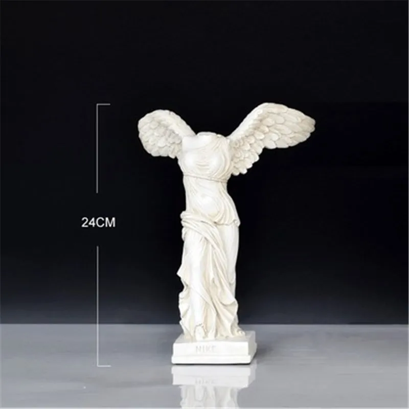 Древняя греческая статуя богини Виктории, полимерные украшения, скульптура персонажа, ремесла, домашний офис, украшение для рабочего стола, статуэтка L3434 - Цвет: Белый
