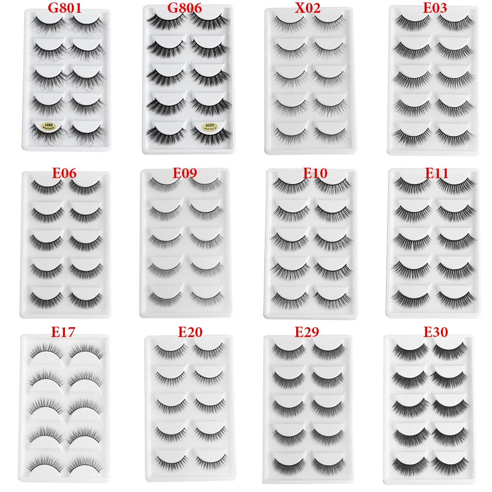 Ручной работы 5 пар 3D натуральные норковые волосы Накладные ресницы 12 стилей толстые длинные висячие пушистые поддельные 3D ресницы сценические накладные ресницы