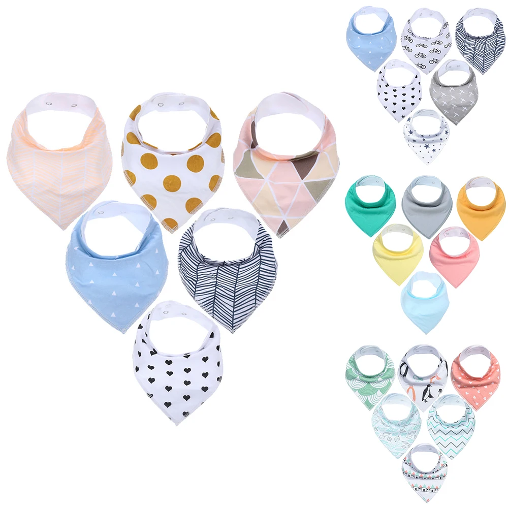 

Hot Sale Solid color Baby Bandana Drool Bibs for Drooling and Teething 6 Pack Gift Set For Boys and Girls Unisex Saliva towel