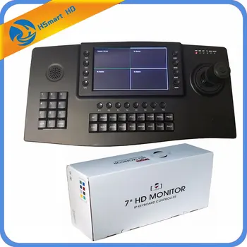 

CCTV 4D Keyboard Controller Joystick 7" TFT LCD 4ch Display for IP PTZ Camera RS485 USB HDMI output Onvif