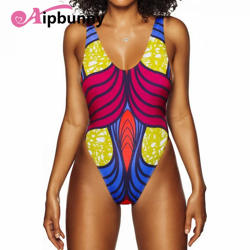 

African One Piece Bikini 2018 Swimwear Women Sexy Exotic Female Bodysuit Swimming Bathing Suit Beachwear Monokini