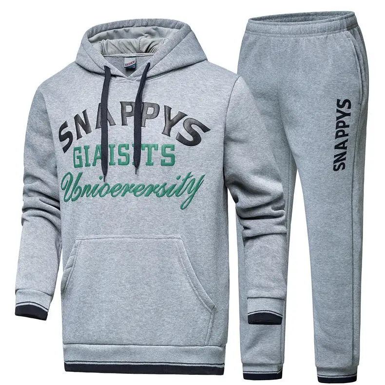 2019 Cotton Men Sets High Quality Hooded Pullover Tracksuit Male Sweatshirt Men Sportswear Suits Youth Sweatshirts+Sweatpants 01