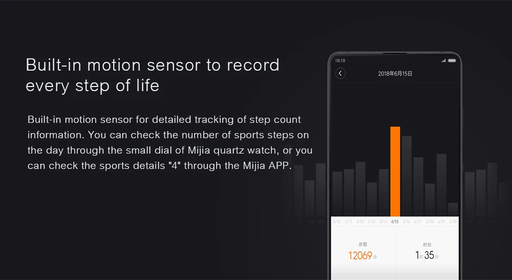 Xiaomi Mijia водонепроницаемые кварцевые часы Смарт-браслет Bluetooth шагомер автоматическая калибровка время Вибрация Интеллектуальный