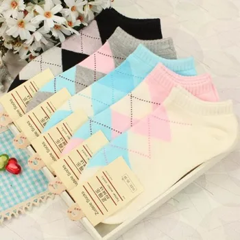 

Free shipping Diamond Socks Fashion Women Classic Summer Women Boat Socks Casual Diamond Cotton Socks For Girl 20pair/lot