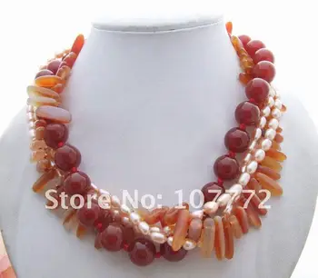 

4 strands Pearl&Carnelian Necklace