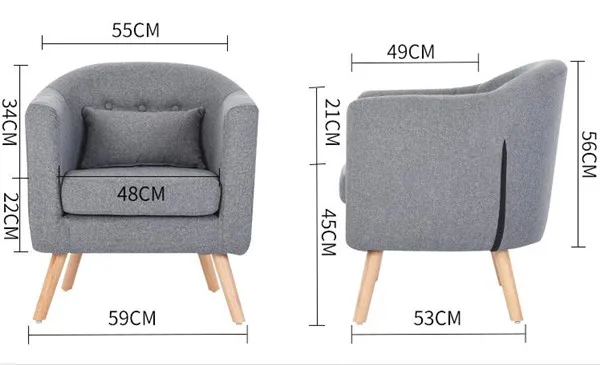Современный диван 1 одно сиденье простой дизайн мебель для гостиной кресло для отдыха один диван льняная обивка и деревянные ножки