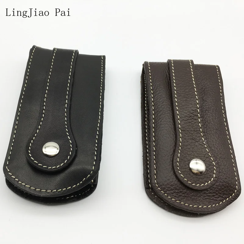 

LingJiao Pai New arrival Genuine leather Men key holder organizer multifunctional soild key case wallet ladies Housekeeper