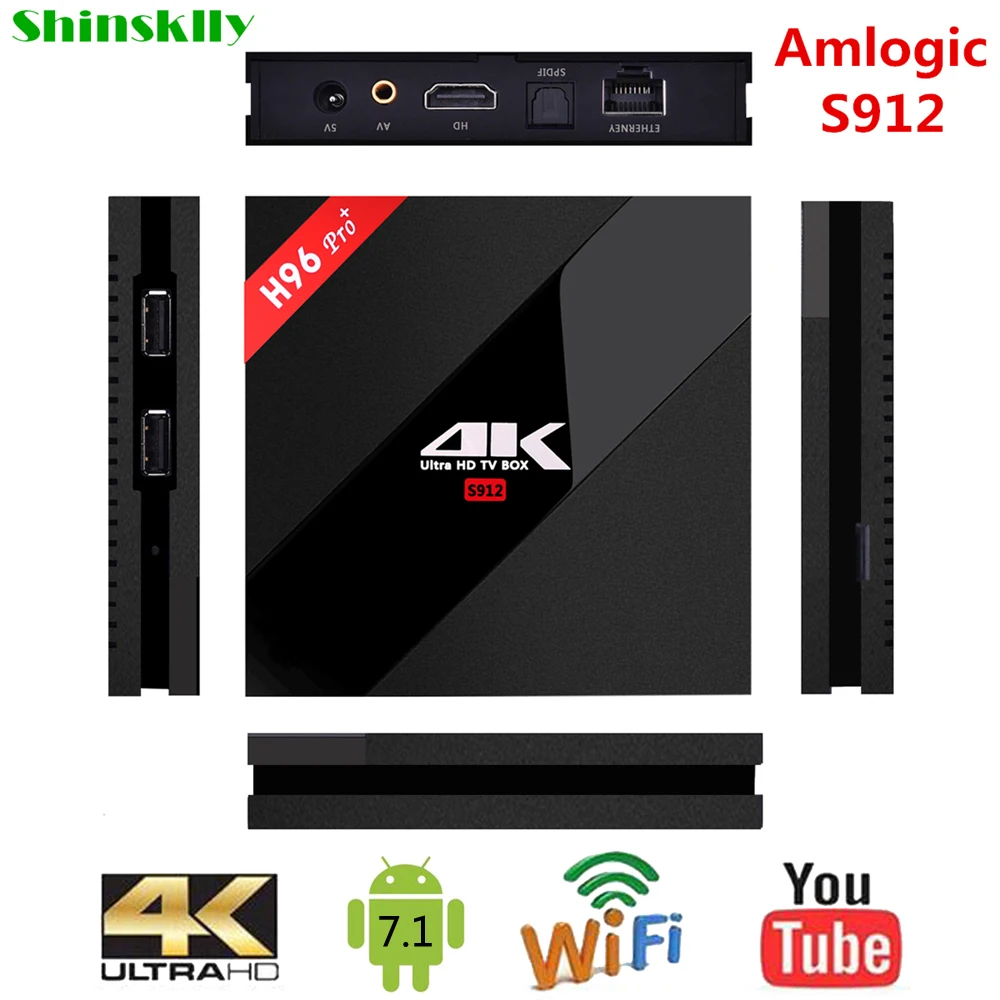 Shinsklly H96 PRO + Smart TV box Android 6 0 Восьмиядерный процессор Amlogic S912 ОЗУ 3 ГБ 16 Гб/32 Гб 5 WIFI HD 4K