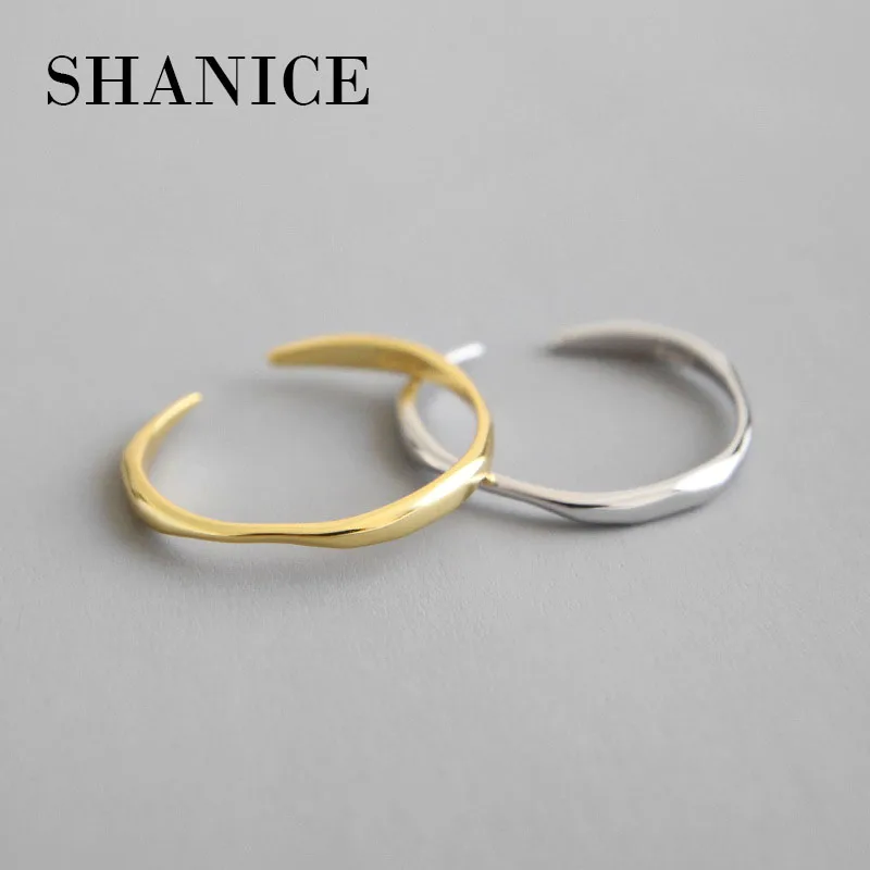 

Shanice Simple 925 silver open ring Korean sterling silver open ring INS simple irregular wave lines S925 Thai silver adjustable