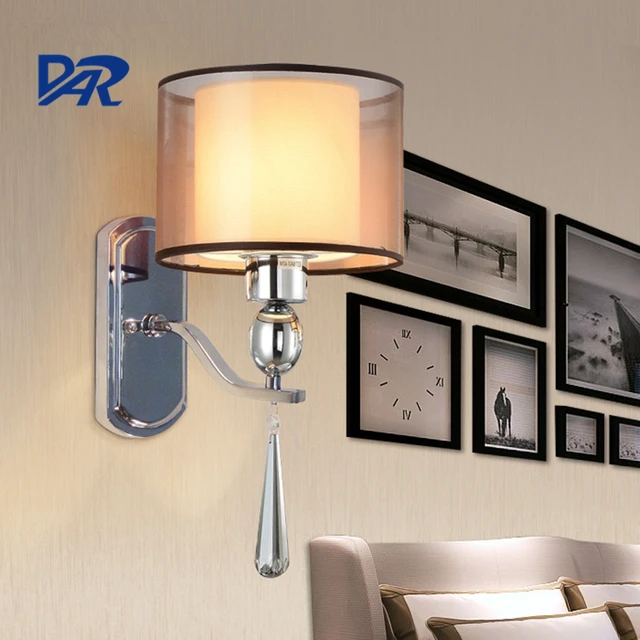 Europe Fabric Shade Wall Light Delicate Mounted Bedside Lamp Europe Fabric Shade Wall Light Delicate Mounted Bedside Lamp Smokey Gray Crystal Pendant Bedroom Led Lighting Fixtures