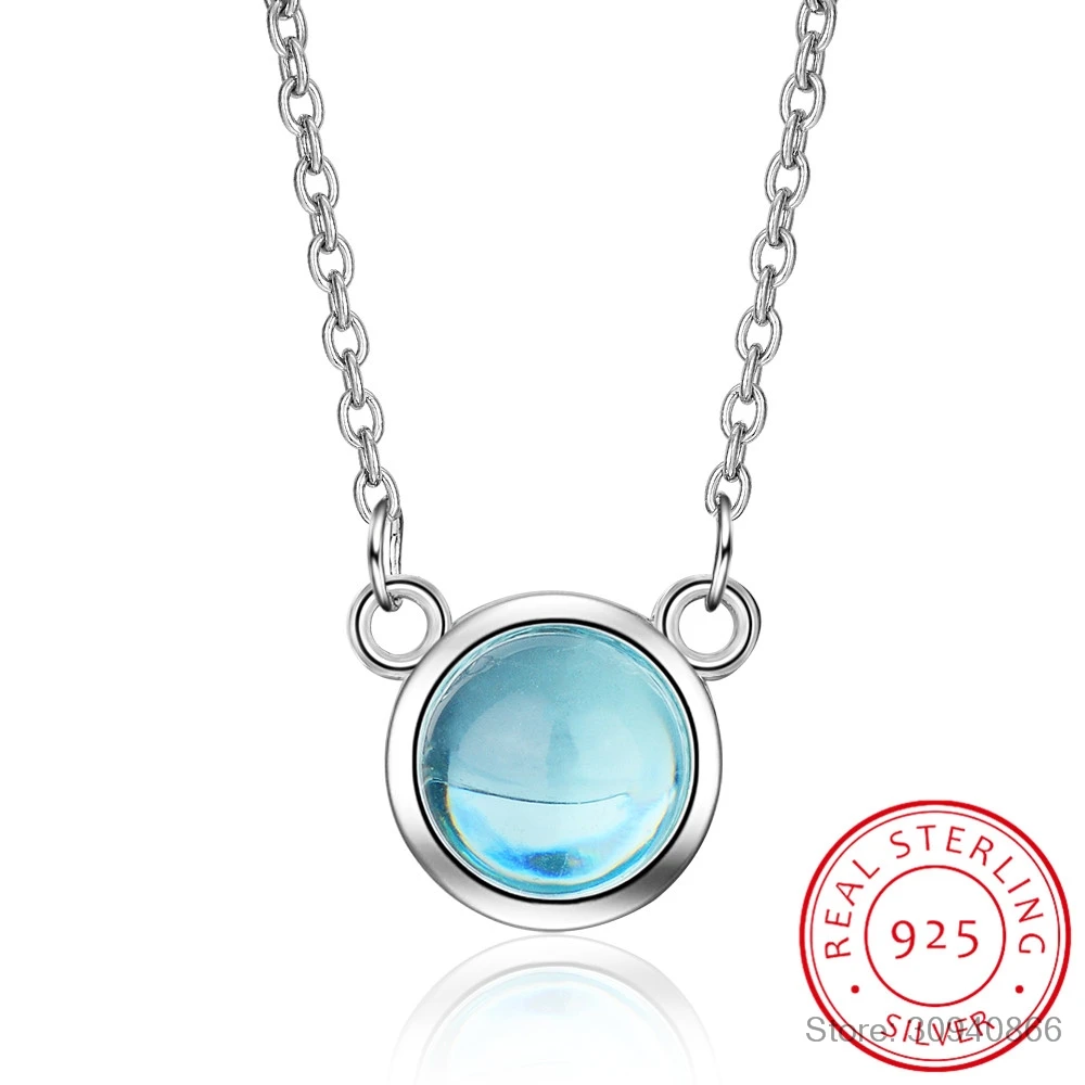 

2019 New Round Moonstone Necklaces & Pendants For Women Fashion 925 Sterling Silver Fine Jewelry Clavicular Chain