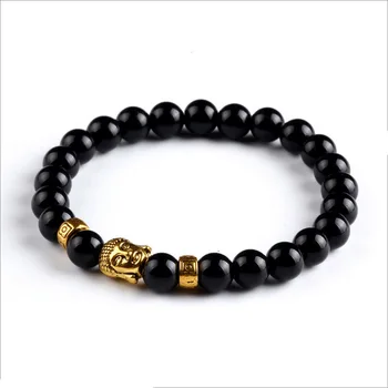 

Black Lava Stone Buddha Beads Bracelets Rope Chain Natural Stone Bracelets For Women/ Men Jewelry pulseras pulsera brazalete