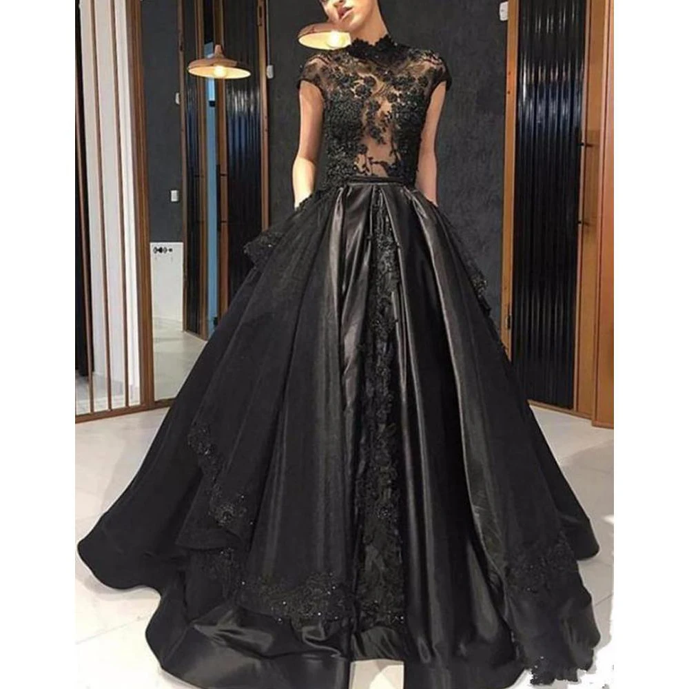 Black Prom Dress Long Sheer Lace Formal Evening Dresses Dubai Robe De  Soiree Vestido Gala Dinner Party Elegant Evening Gowns|Prom Dresses| -  AliExpress