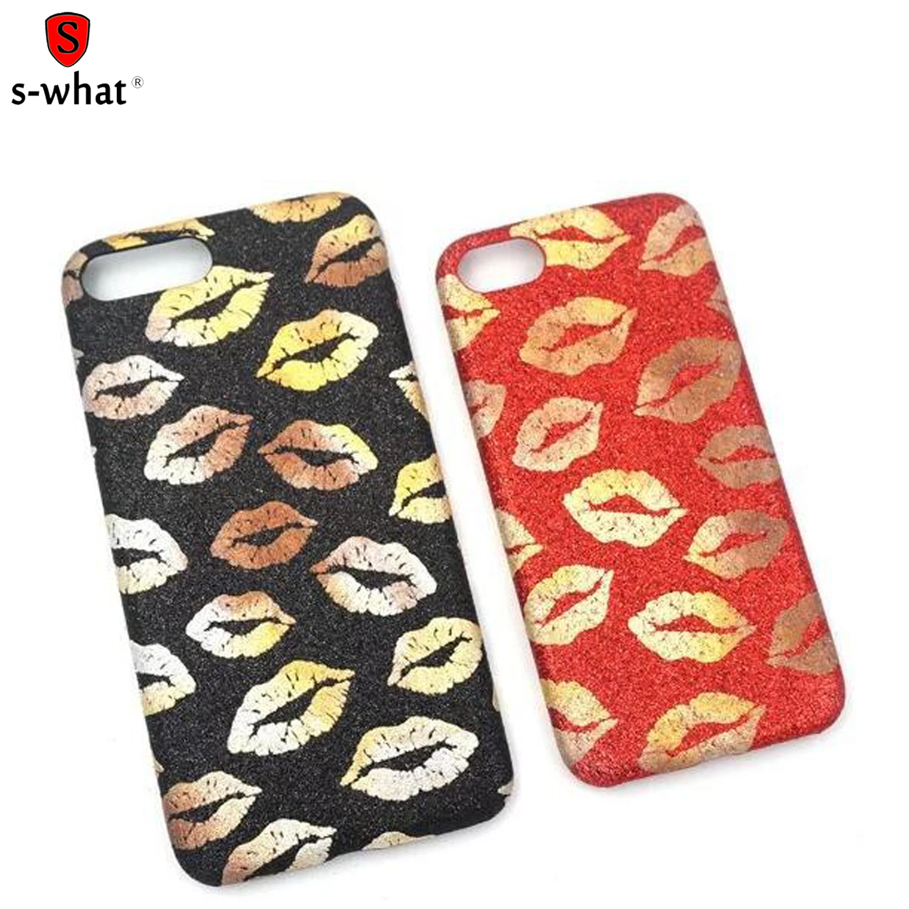 S-what Fashion Sexy Red Lip Flash powder Case For iphone 7 iphone7 6 6S Plus Phone Cases lips Soft Shining Cover Capa |
