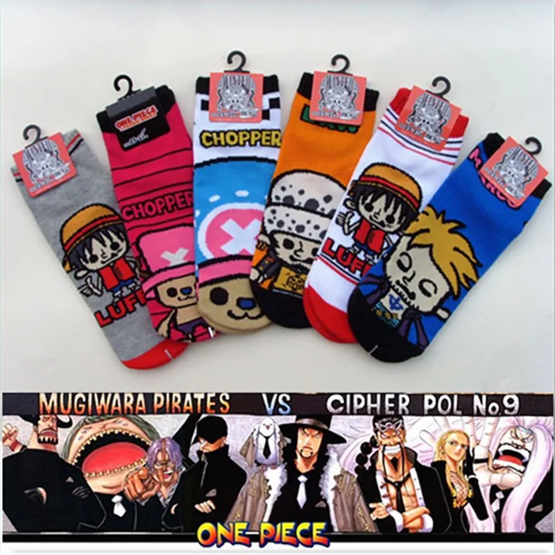 

Anime One Piece printed socks Chopper Law Marco Luffy spring summer cartoon figure men boat sock cotton comfort breathable happy