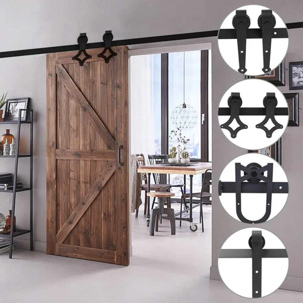 

1.83M/2M Robust Home Rhombus Shape Door Rail Sliding Door System Track Hardware Fitting Set For Wooden Sliding Door NEW