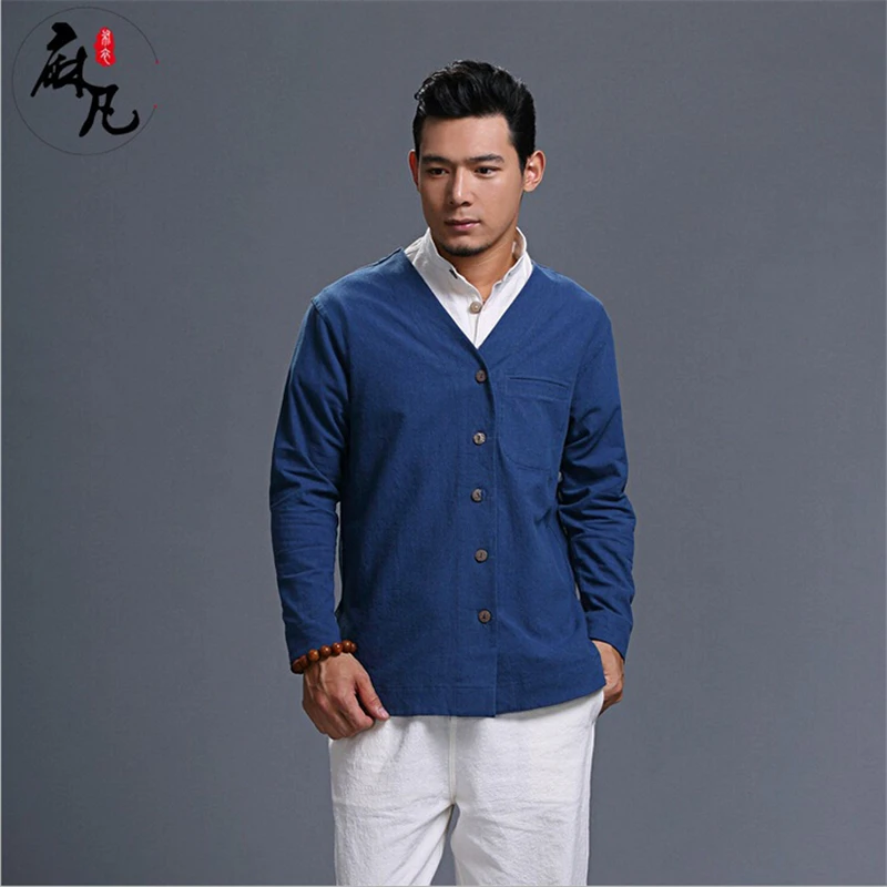 Hisenky 2018 Spring Autumn Shirts Casual Cotton Linen